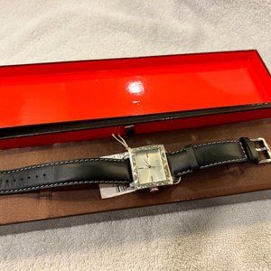 Coach Amanda SS Women's Watch with Black Leather Strap